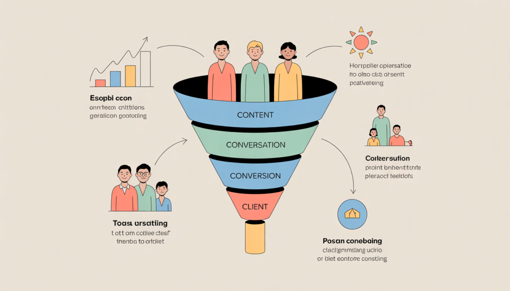 AI client acquisition funnel content conversation conversion process. How to get clients using AI